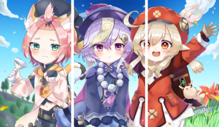 لوحة Genshin Impact – ثلاثة قطع – برشة أحجام | ديكور دارك