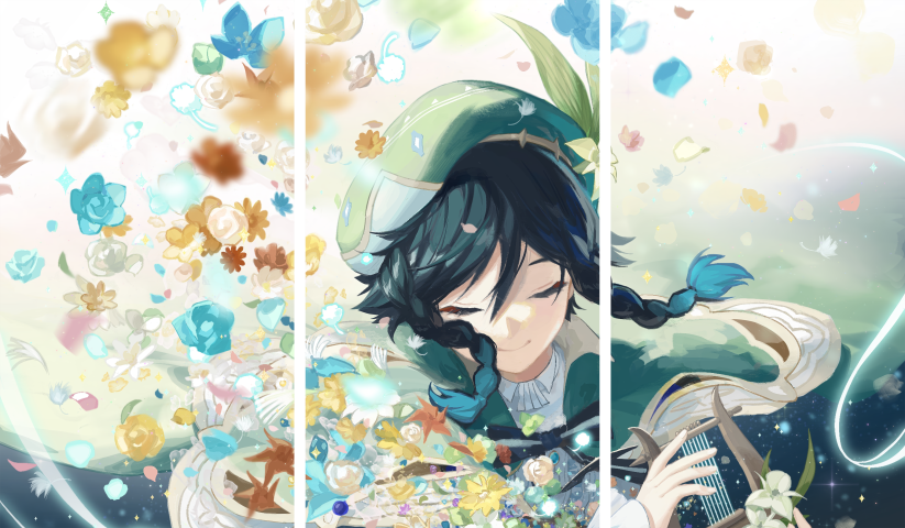 Genshin Impact – 3 Panels – Multiple Sizes | Home Decor