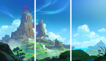 لوحة Genshin Impact – ثلاثة قطع – برشة أحجام | ديكور دارك