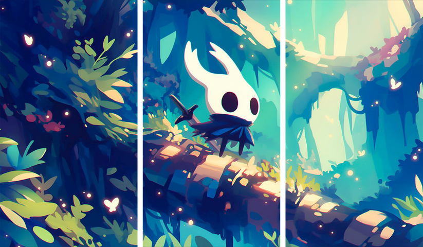 لوحة Hollow Knight – ثلاثة قطع – برشة أحجام | ديكور دارك