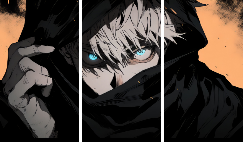 لوحة Jujutsu Kaisen – ثلاثة قطع – برشة أحجام | ديكور دارك