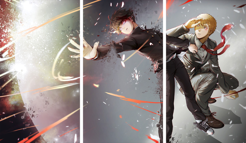 لوحة Mob Psycho 100 – ثلاثة قطع – برشة أحجام | ديكور دارك