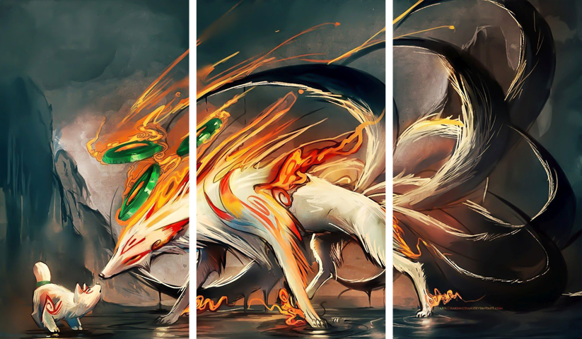 Okami – 3 Panels – Multiple Sizes | Home Decor