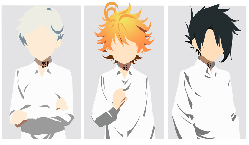 لوحة Promised Neverland – ثلاثة قطع – برشة أحجام | ديكور دارك