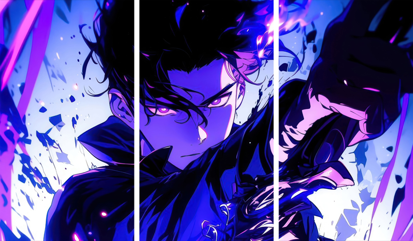 Solo Leveling – 3 Panneaux – Plusieurs Tailles | Décoration Maison