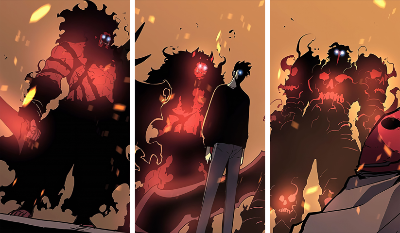 Solo Leveling – 3 Panneaux – Plusieurs Tailles | Décoration Maison