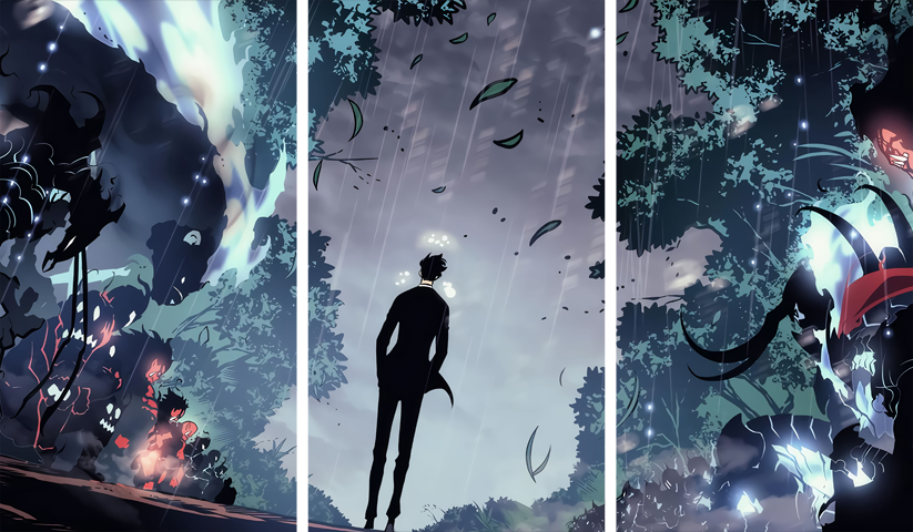 Solo Leveling – 3 Panneaux – Plusieurs Tailles | Décoration Maison