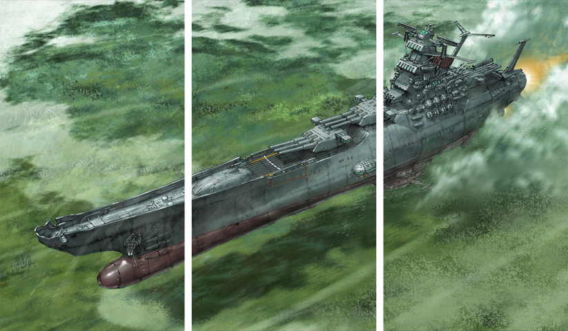 Space Battleship Yamato – 3 Panneaux – Plusieurs Tailles | Décoration Maison