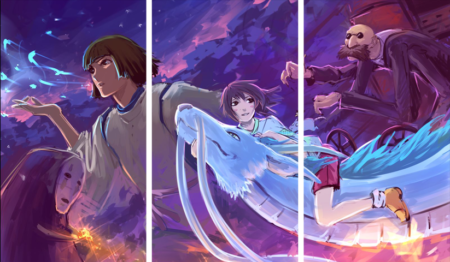 لوحة Spirited Away – ثلاثة قطع – برشة أحجام | ديكور دارك