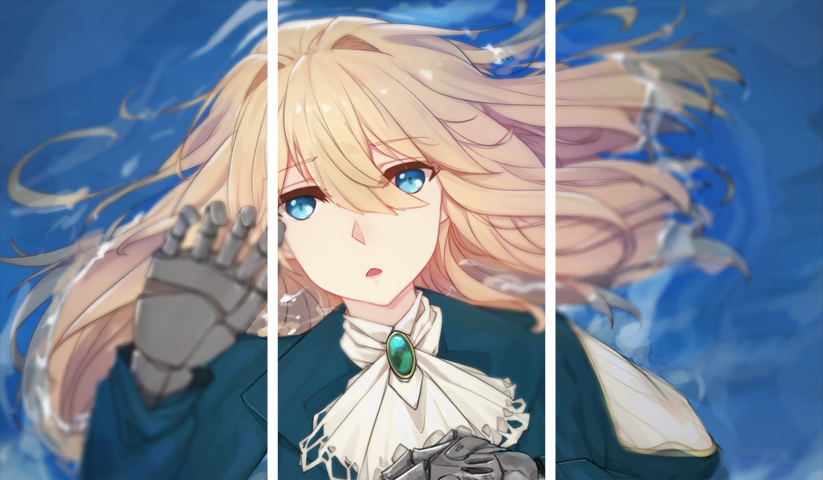 لوحة Violet Evergarden – ثلاثة قطع – برشة أحجام | ديكور دارك