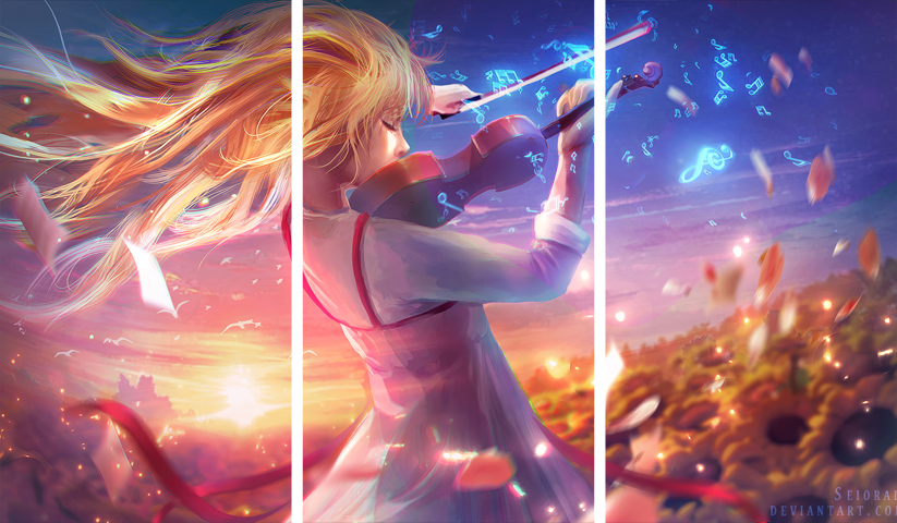 لوحة Your Lie in April – ثلاثة قطع – برشة أحجام | ديكور دارك