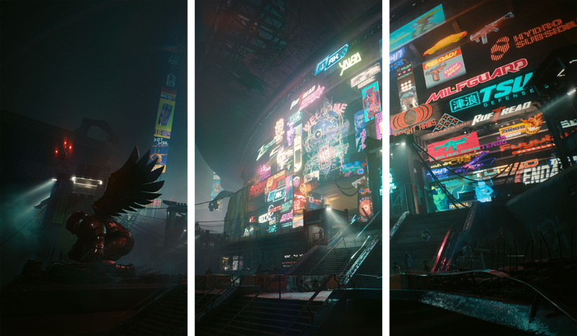cyberpunk 2077 – 3 Panneaux – Plusieurs Tailles | Décoration Maison