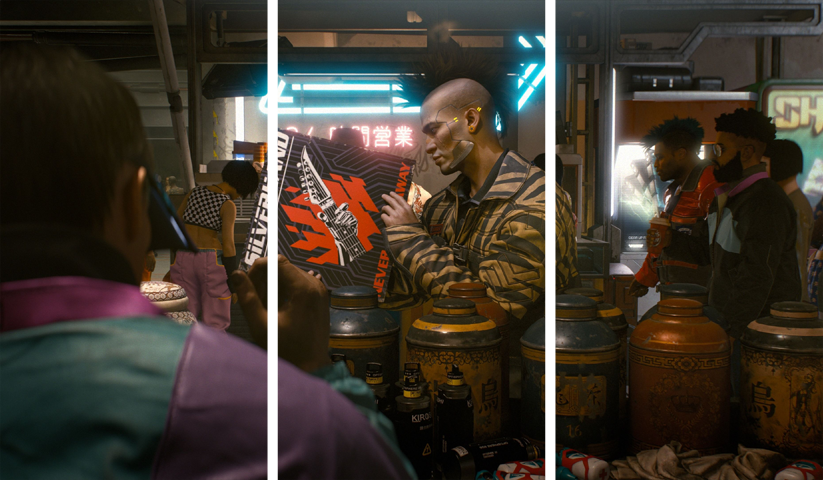 cyberpunk 2077 – 3 Panneaux – Plusieurs Tailles | Décoration Maison