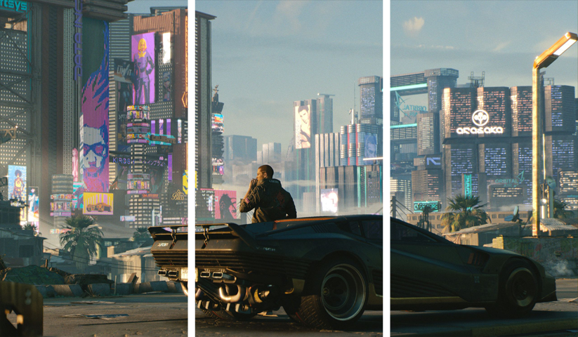 cyberpunk 2077 – 3 Panneaux – Plusieurs Tailles | Décoration Maison