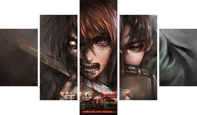 Attack On Titan AOT – 5 Panneaux – Plusieurs Tailles | Décoration Maison