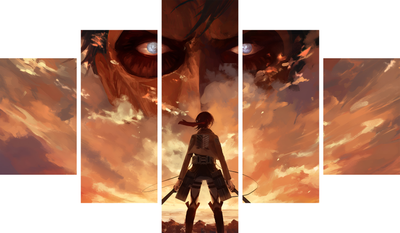 لوحة Attack On Titan AOT – خمسة قطع – برشة أحجام | ديكور دارك