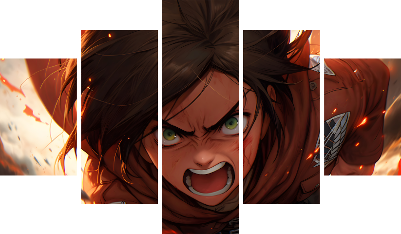 لوحة Attack On Titan AOT – خمسة قطع – برشة أحجام | ديكور دارك