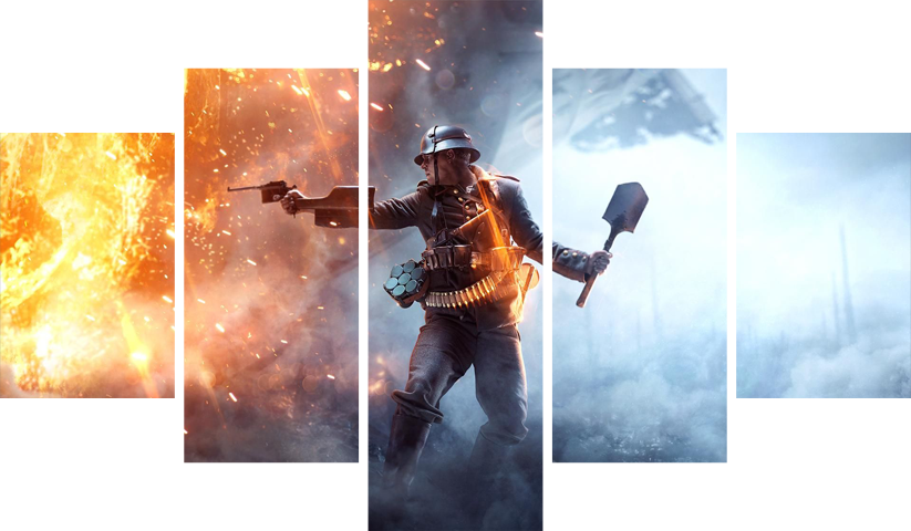 لوحة Battlefield – خمسة قطع – برشة أحجام | ديكور دارك