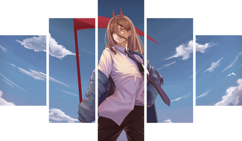 لوحة Chainsaw Man – خمسة قطع – برشة أحجام | ديكور دارك