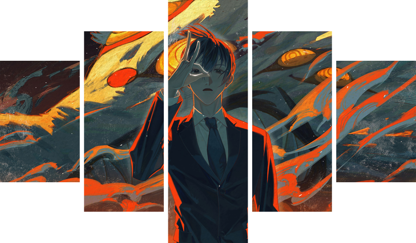 لوحة Chainsaw Man – خمسة قطع – برشة أحجام | ديكور دارك