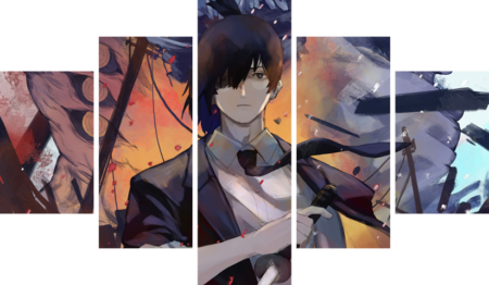 لوحة Chainsaw Man – خمسة قطع – برشة أحجام | ديكور دارك