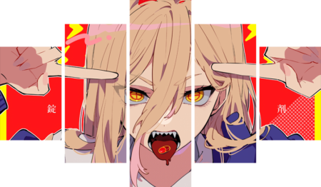 لوحة Chainsaw Man – خمسة قطع – برشة أحجام | ديكور دارك