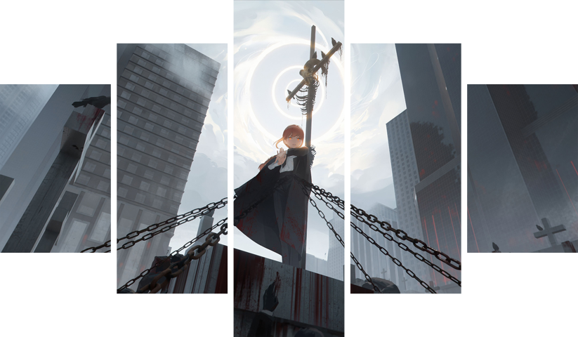 لوحة Chainsaw Man – خمسة قطع – برشة أحجام | ديكور دارك