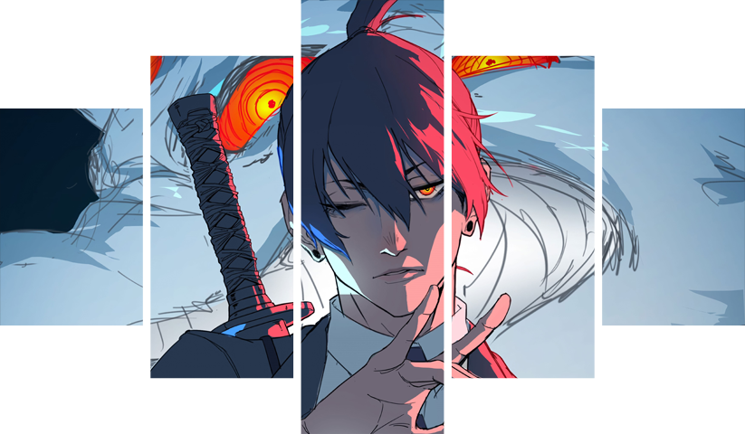 لوحة Chainsaw Man – خمسة قطع – برشة أحجام | ديكور دارك