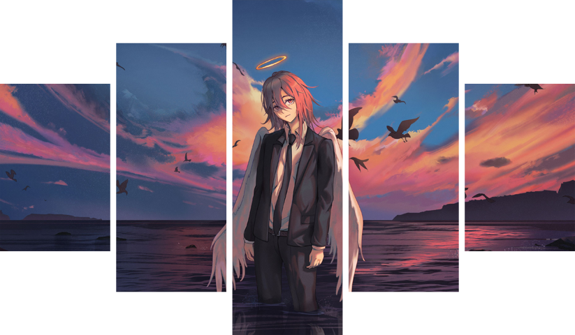 لوحة Chainsaw Man – خمسة قطع – برشة أحجام | ديكور دارك