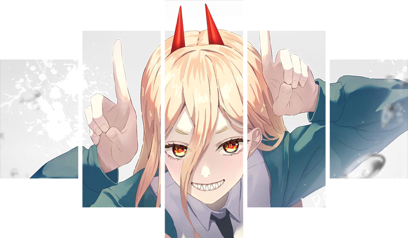 لوحة Chainsaw Man – خمسة قطع – برشة أحجام | ديكور دارك