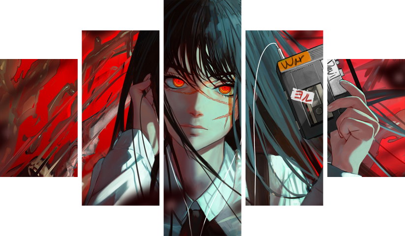 لوحة Chainsaw Man – خمسة قطع – برشة أحجام | ديكور دارك