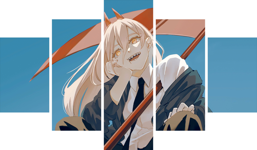 لوحة Chainsaw Man – خمسة قطع – برشة أحجام | ديكور دارك