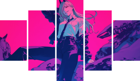 لوحة Chainsaw Man – خمسة قطع – برشة أحجام | ديكور دارك