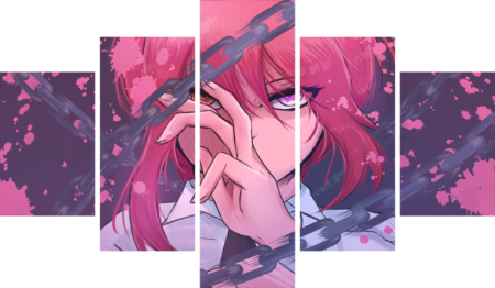 لوحة Chainsaw Man – خمسة قطع – برشة أحجام | ديكور دارك