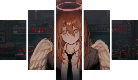 لوحة Chainsaw Man – خمسة قطع – برشة أحجام | ديكور دارك