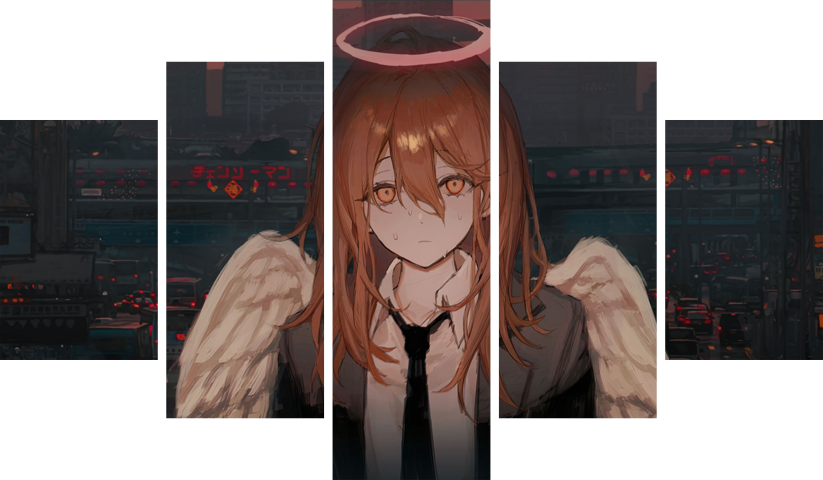 لوحة Chainsaw Man – خمسة قطع – برشة أحجام | ديكور دارك