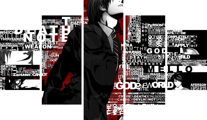 Death Note – 5 Panneaux – Plusieurs Tailles | Décoration Maison