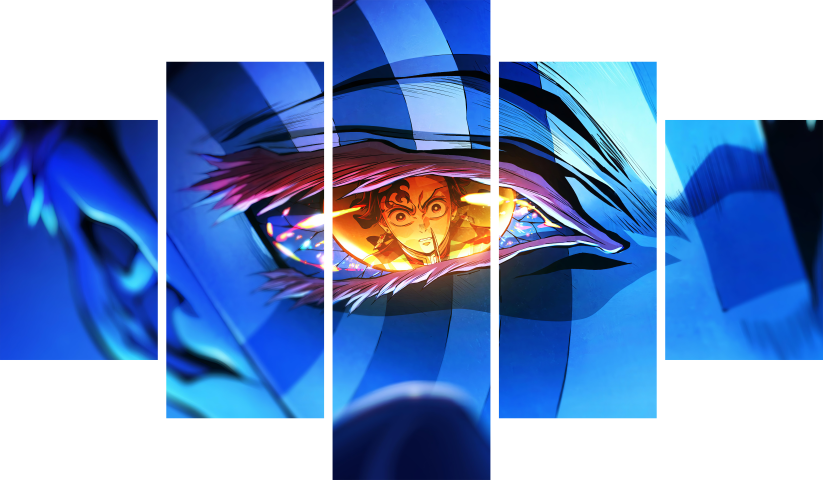 لوحة Demon Slayer – خمسة قطع – برشة أحجام | ديكور دارك