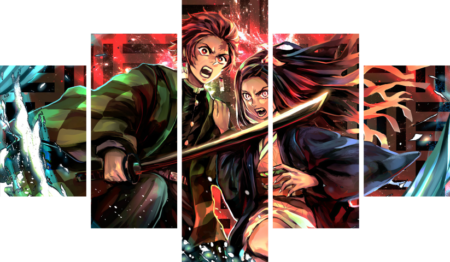 لوحة Demon Slayer – خمسة قطع – برشة أحجام | ديكور دارك