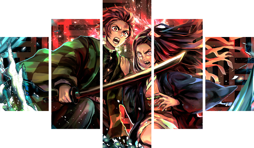 Demon Slayer – 5 Panneaux – Plusieurs Tailles | Décoration Maison