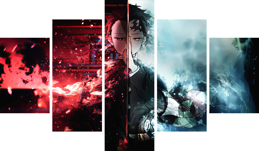 Demon Slayer – 5 Panels – Multiple Sizes | Home Decor