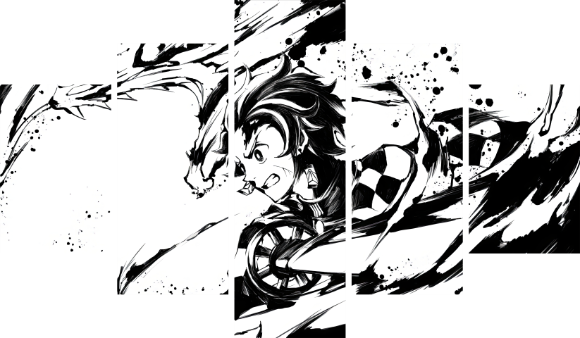 Demon Slayer – 5 Panels – Multiple Sizes | Home Decor