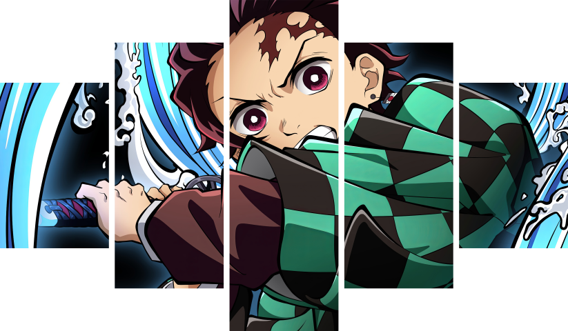 Demon Slayer – 5 Panneaux – Plusieurs Tailles | Décoration Maison