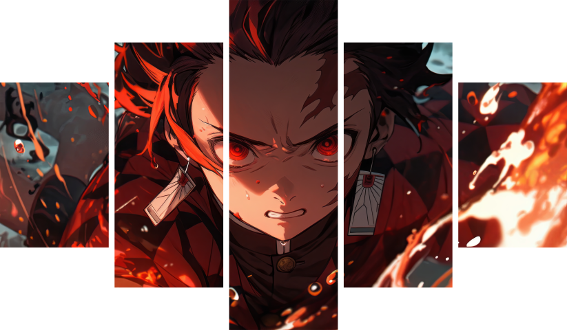 Demon Slayer – 5 Panels – Multiple Sizes | Home Decor