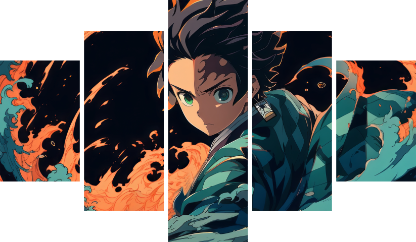 Demon Slayer – 5 Panels – Multiple Sizes | Home Decor