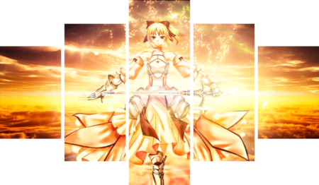 Fate stay night – 5 Panels – Multiple Sizes | Home Decor