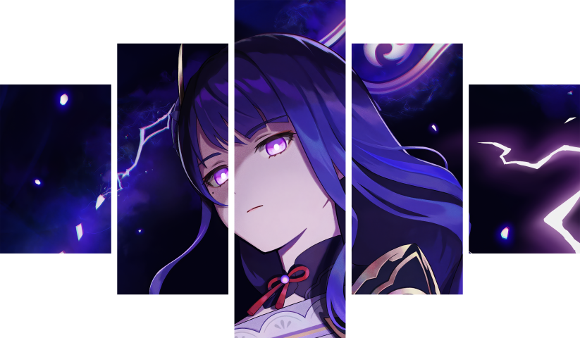 لوحة Genshin Impact – خمسة قطع – برشة أحجام | ديكور دارك