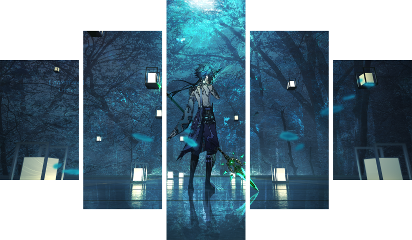 لوحة Genshin Impact – خمسة قطع – برشة أحجام | ديكور دارك