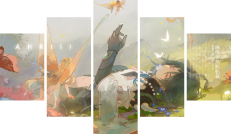 لوحة Genshin Impact – خمسة قطع – برشة أحجام | ديكور دارك