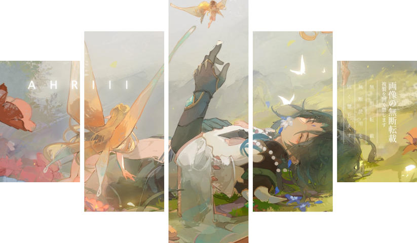 Genshin Impact – 5 Panels – Multiple Sizes | Home Decor